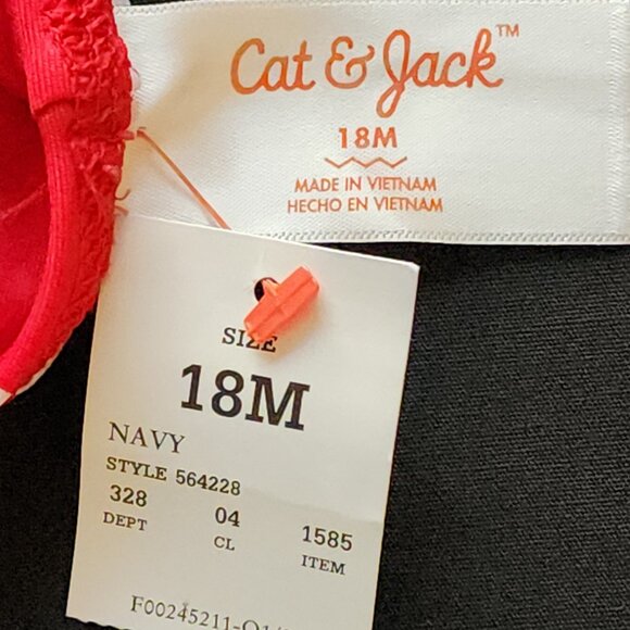 Cat &Jack Girls Red White & Blue Unicorn Swimsuit 18 Months Long Sleeve 2 Pc NWT - Picture 7 of 7